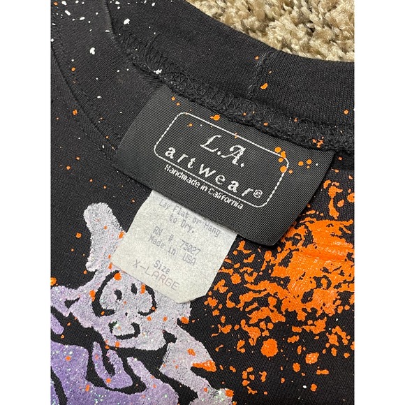 LA Artwear Vintage Halloween Dress Made in USA Painted Glitter RARE Size XL - Picture 5 of 12